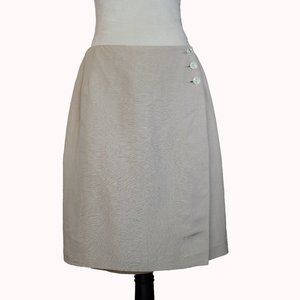 BALDANZA STUDIO Vintage Wrap Knee-length Button Skirt Beige Silk blend Size 12P